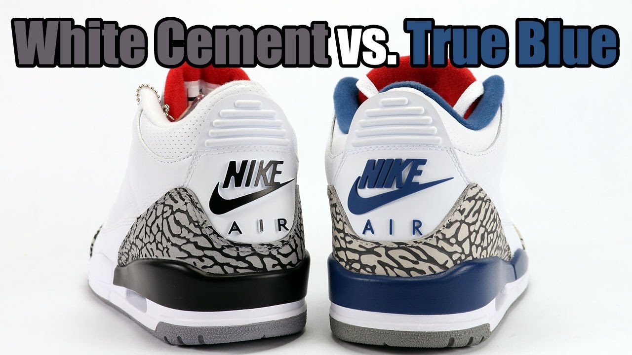 True Blue vs White Cement Nike Air Jordan 3 Comparison