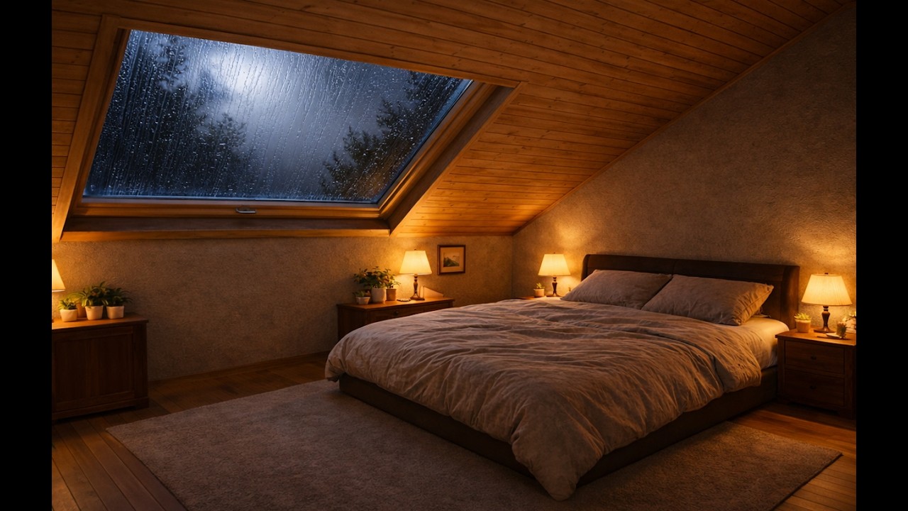 Rain on Skylight 🌧️ Cozy Bedroom Sounds for Deep Sleep, Stress Relief & Insomnia