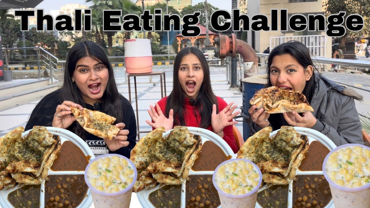 Chur-Chur Naan Thali Eating Challenge || Chole,Dal Makhani,Naan,Raita || Food Challenge