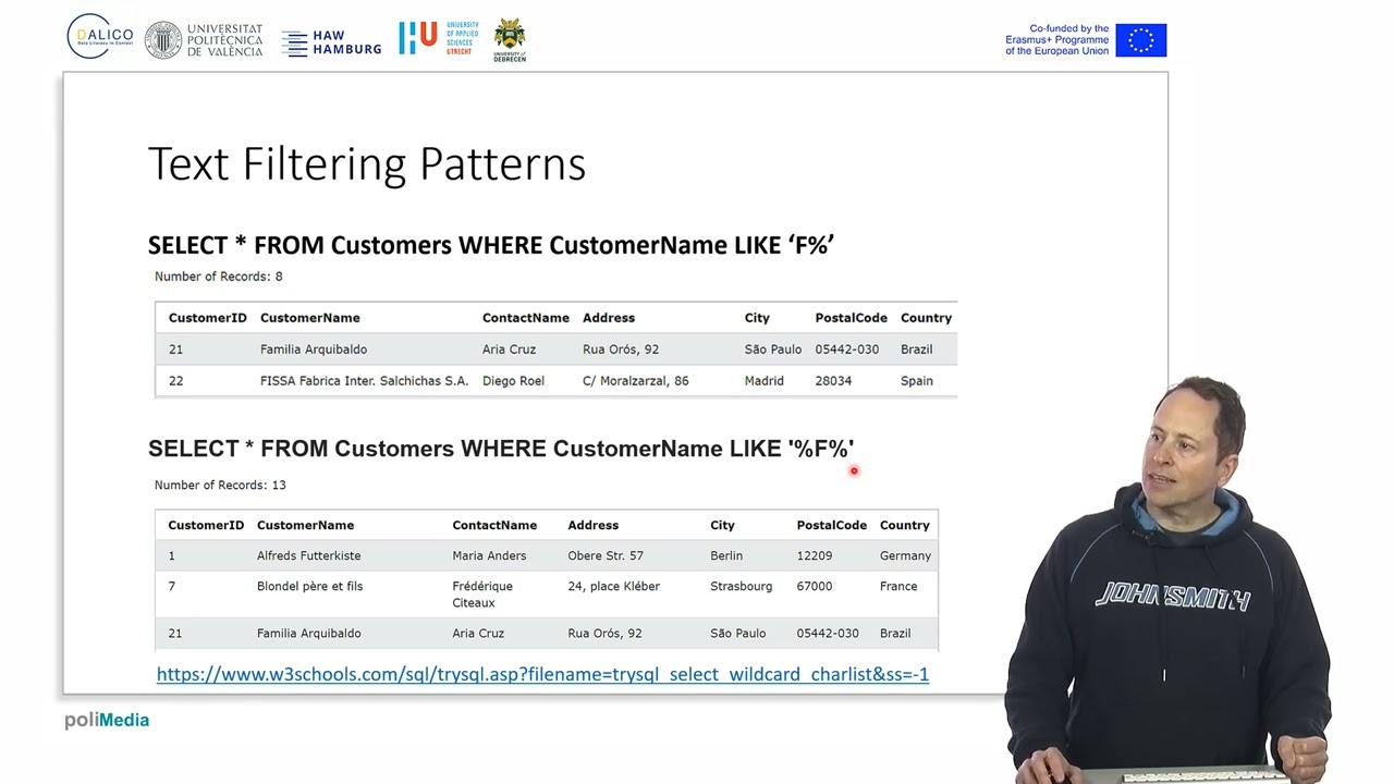 Select with string patterns, ranges, and sets | 13/25 | UPV