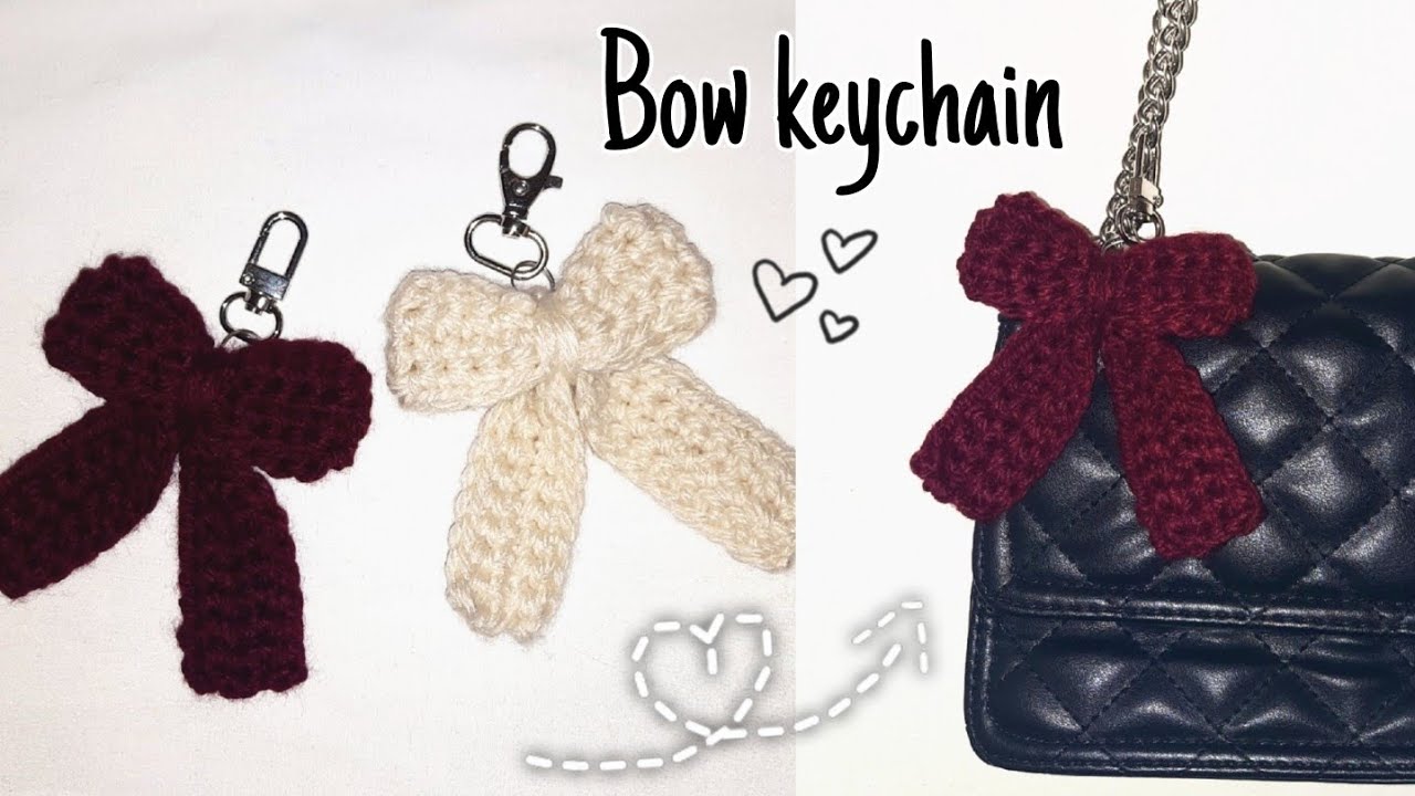 How to crochet a Bow keychain 🎀 | Easy crochet tutorial for beginners 