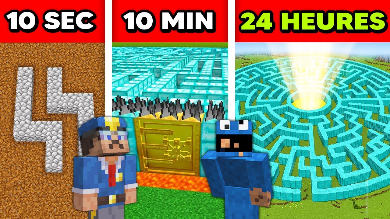 Labyrinthe Sécurisé de 10 SECONDES VS 24 HEURES sur Minecraft !