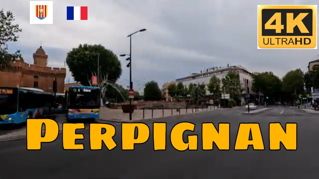 Perpignan, France 4k- Pyrénées Orientales-Driving- French region