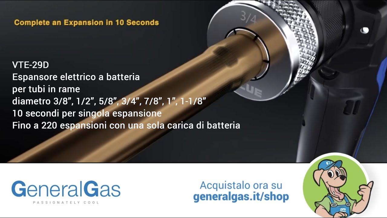 GeneralGas - VALUE VET-29D Espansore per tubi in rame a batteria (tube expander, battery operated)