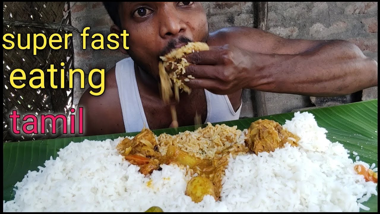 Fast rice & chicken gravie eating challage Sapattu rice chicken white rice Tamil