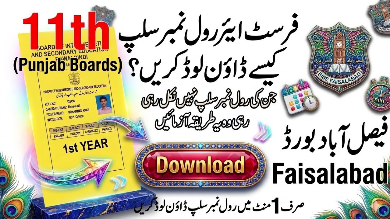 How to Download BISE Faisalabad 11th Class Roll Number Slip 2026 | Punjab Boards Exam Update