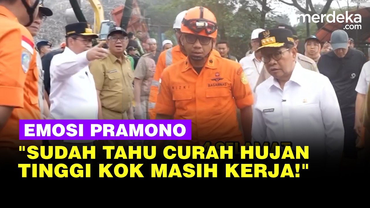 Pramono Emosi Sentil Petugas Usai Longsor Sampah di Bantargebang: Curah Hujan Tinggi Masih Kerja!