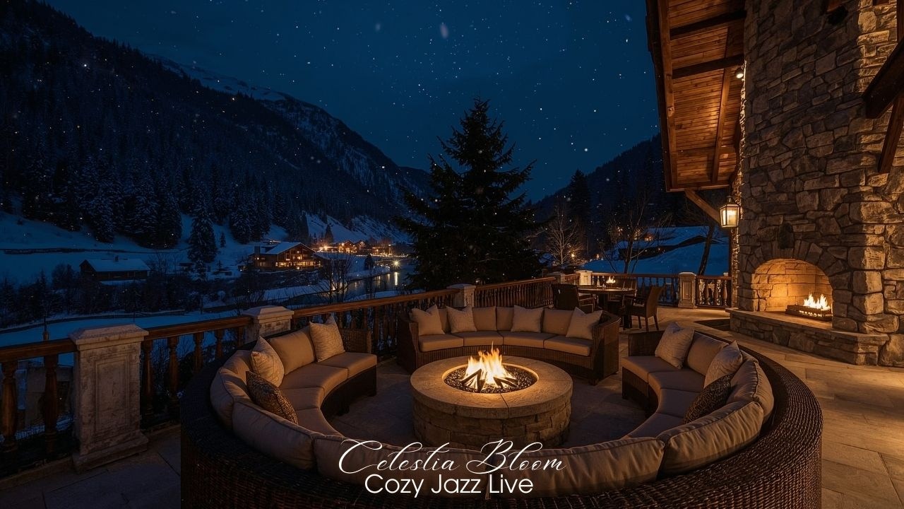 Mountain Fireplace Jazz LIVE 24/7 ❄️🔥 | Cozy Night Jazz for Relax, Focus & Deep Calm