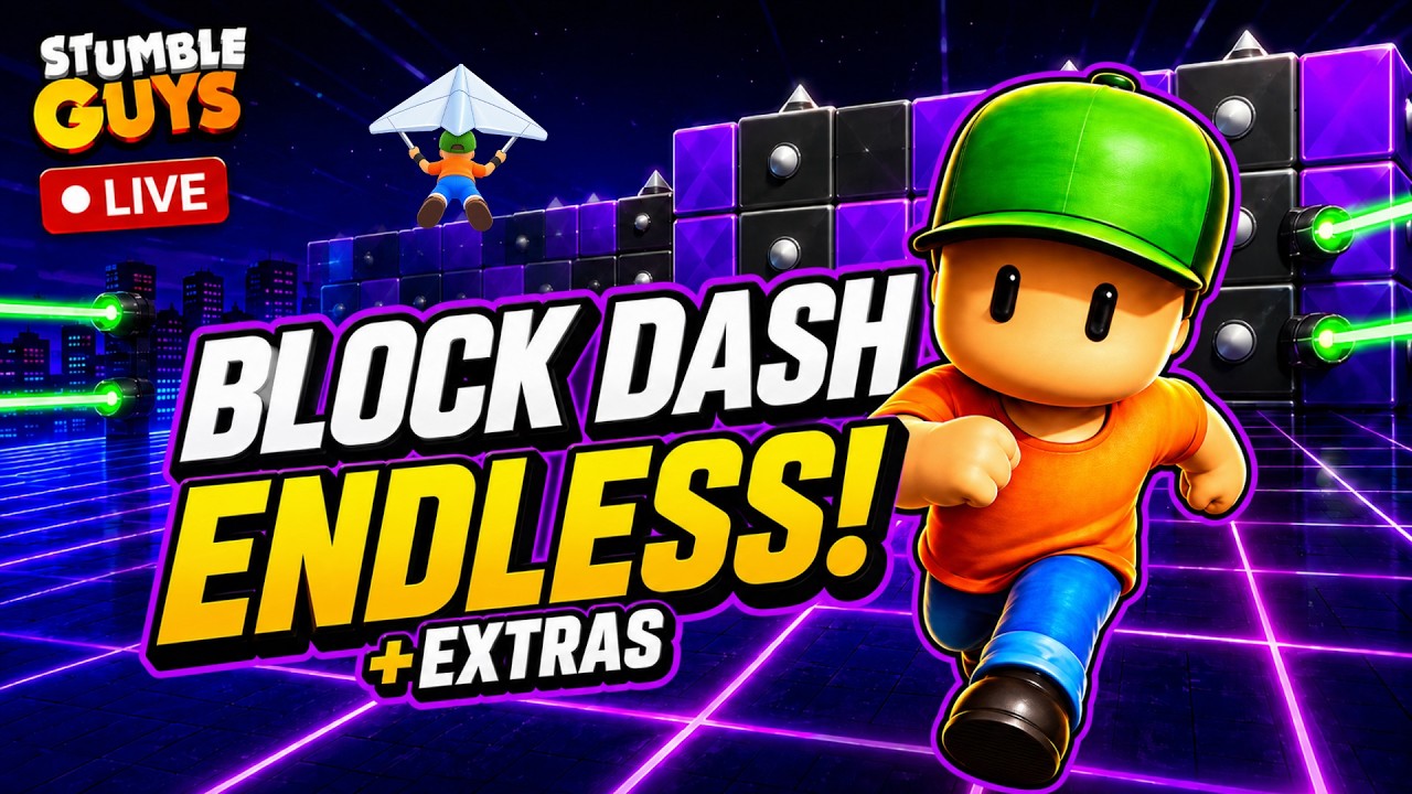 BLOCK DASH ENDLESS + EXTRAS | STUMBLE GUYS LIVE #stumbleguysaovivo #stumbleguyslive