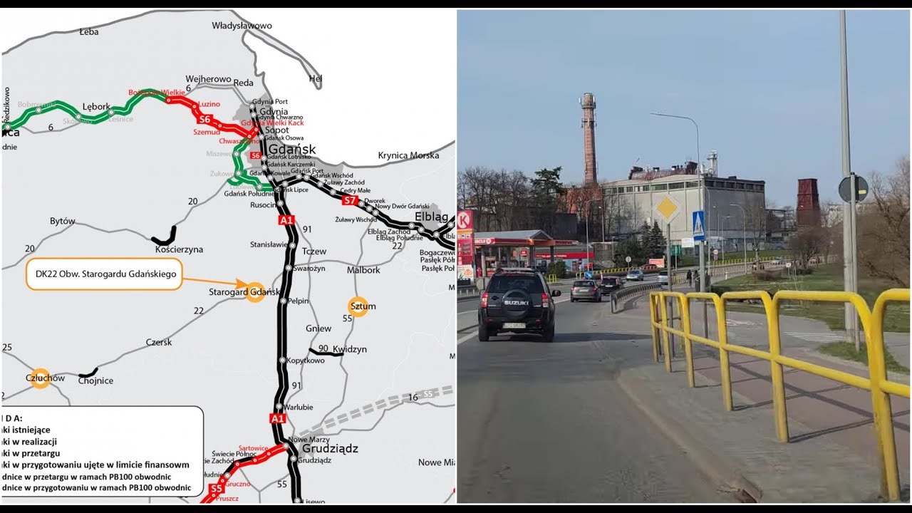 Starogard Gdański - DK22. Coraz bliżej realizacji obwodnicy. Przejazd przez miasto 11 kwietnia 2021