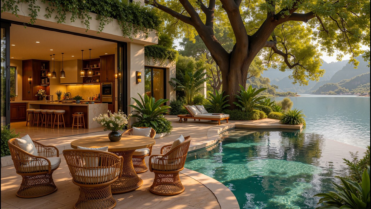 Tranquil Jazz Lakeside Outdoor | Morning Garden Caf&eacute; Ambience & Ethereal Jazz Music for Work, Study