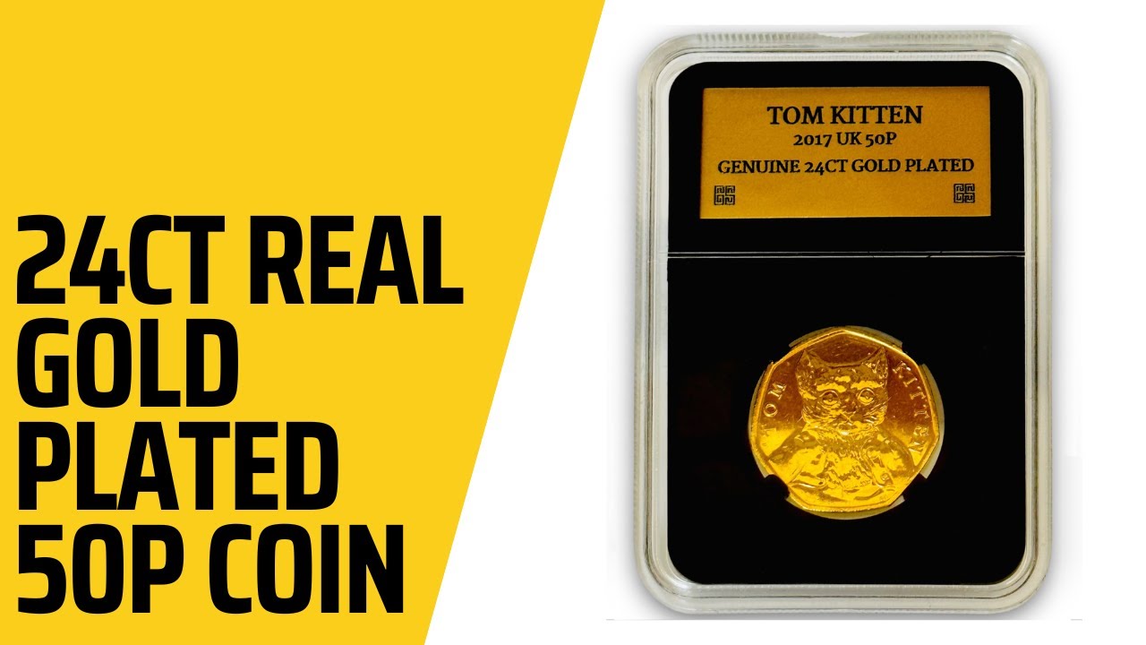 24ct Real Gold Plated Tom Kitten 2017 50p In Removable Capsule