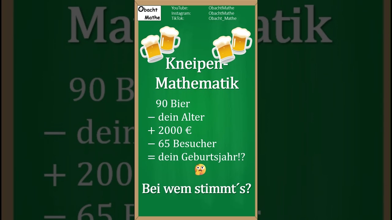 Wie kann das stimmen?! Kneipenmathematik  #obachtmathe #rätsel  #quiz