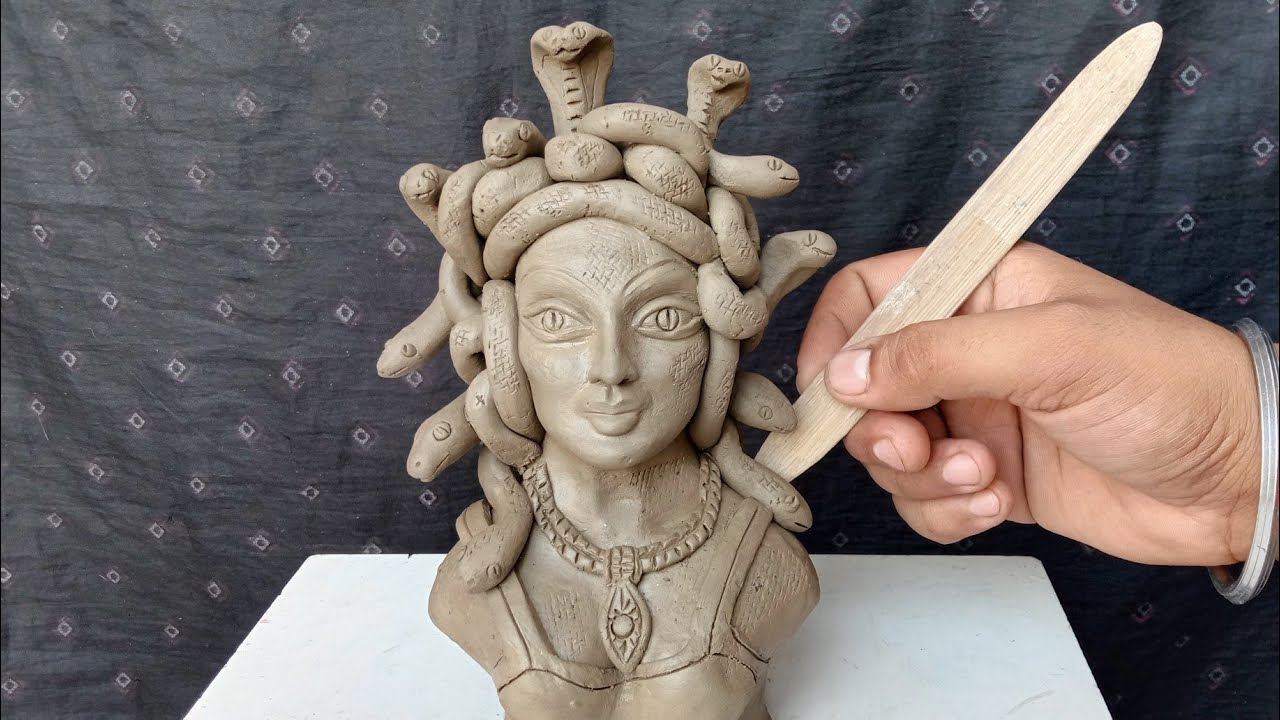 Medusa - the cursed beauty | Medusa clay sculpture making | #medusa #clayart