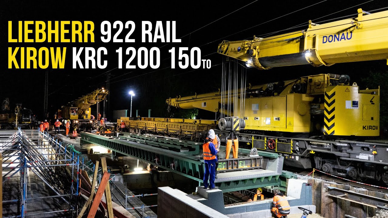 LIEBHERR 922 Rail & KIROW KRC 1200 im Einsatz | Baustelle Rastatt Brückenumbau | Eisenbahnkran