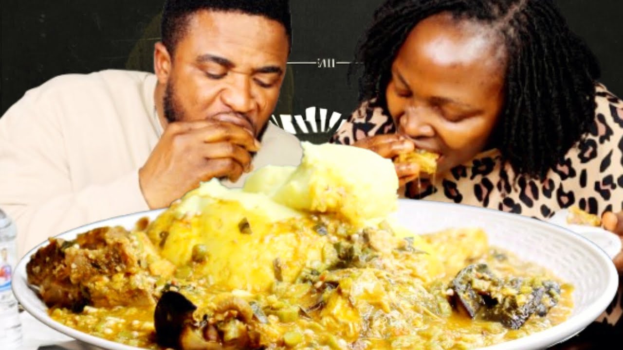 Massive fufu | okro soup and fufu mukbang | african food mukbang 