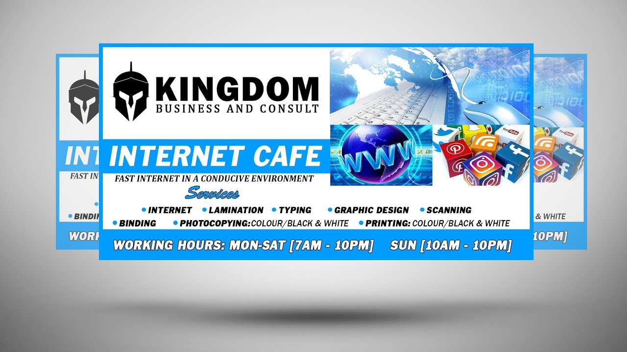 How to make an Internet Cafe Signage, Corporate Banner | Photoshop Flyer Tutorial For Beginners