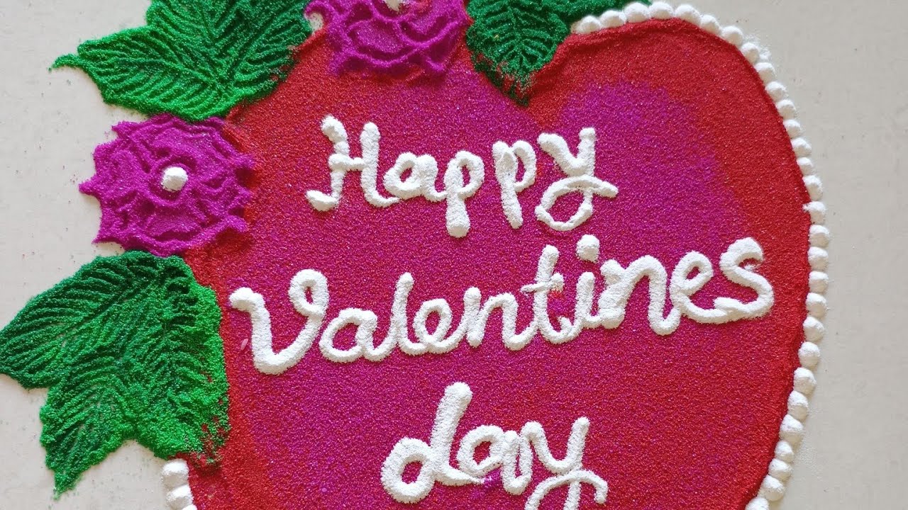 Valentine day rangoli designs💖 Very easy Valentine day special rangoli designs💖 Easy rangoli design