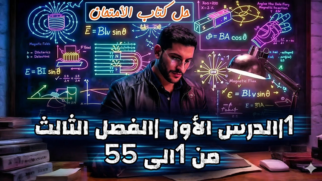 1|الحث الكهرومغناطيسى |لفصل الثالث حل كتاب الأمتحان الدرس الاول من ١ الى ٥٥ مع البشمهندز 