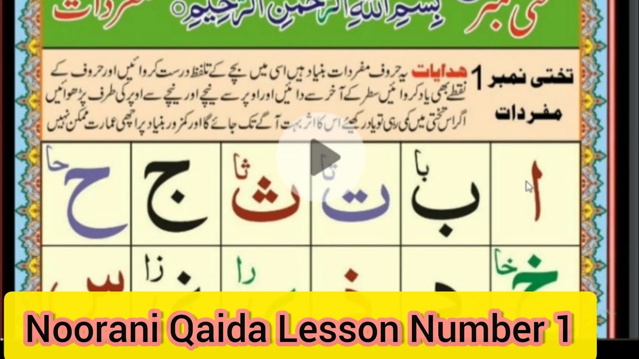 Noorani Qaida Lesson No. 1 Urdu |Hindi | quran learning with video #quran #norani_qaida #tilawt #