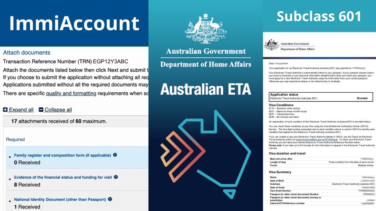 Australia Immi Account - How to Submit Documents for ETA 601 Tutorial
