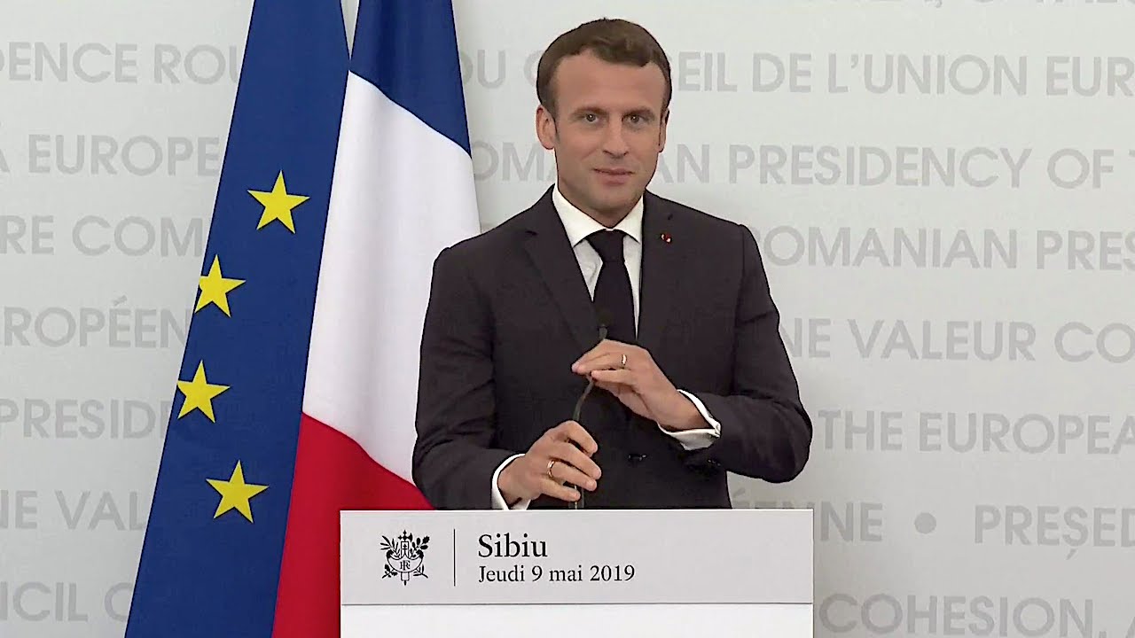 09.05.2019 - PK Emmanuel Macron (französisch) - Informeller EU-Gipfel in Sibiu / Europatag