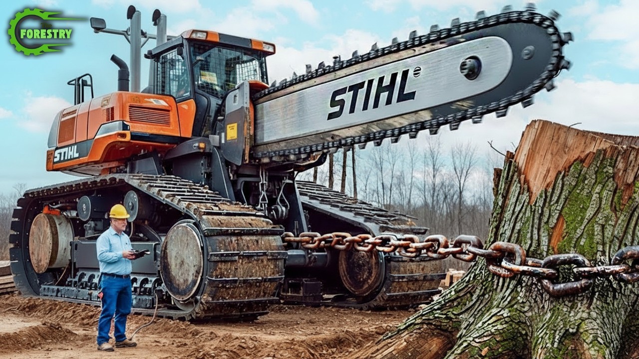 Extreme Dangerous Fastest Big Chainsaw Cutting Tree Machines | Monster Stump Removal Excavator #155