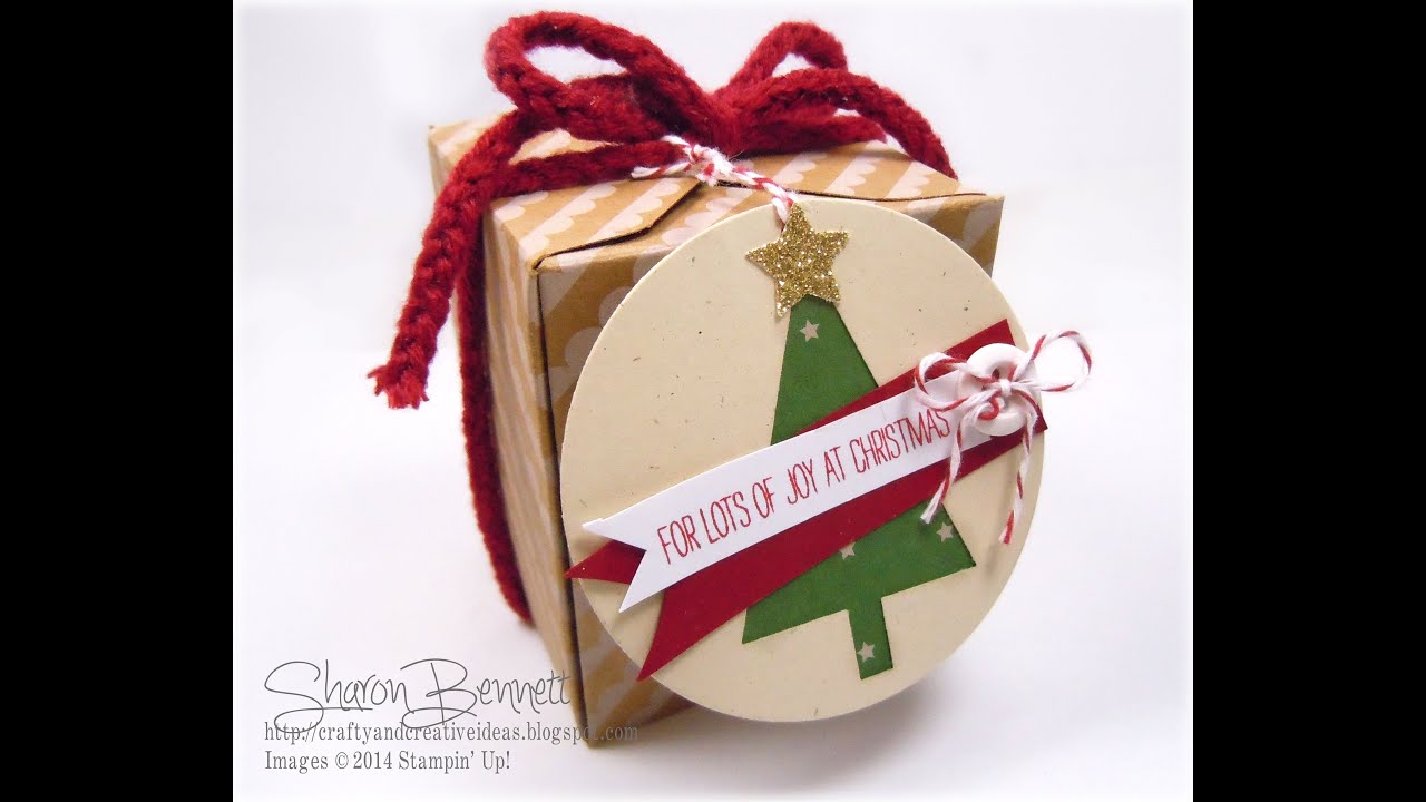 Stampin Up Gift Box Punch Board Box & Tag-Festival of Trees