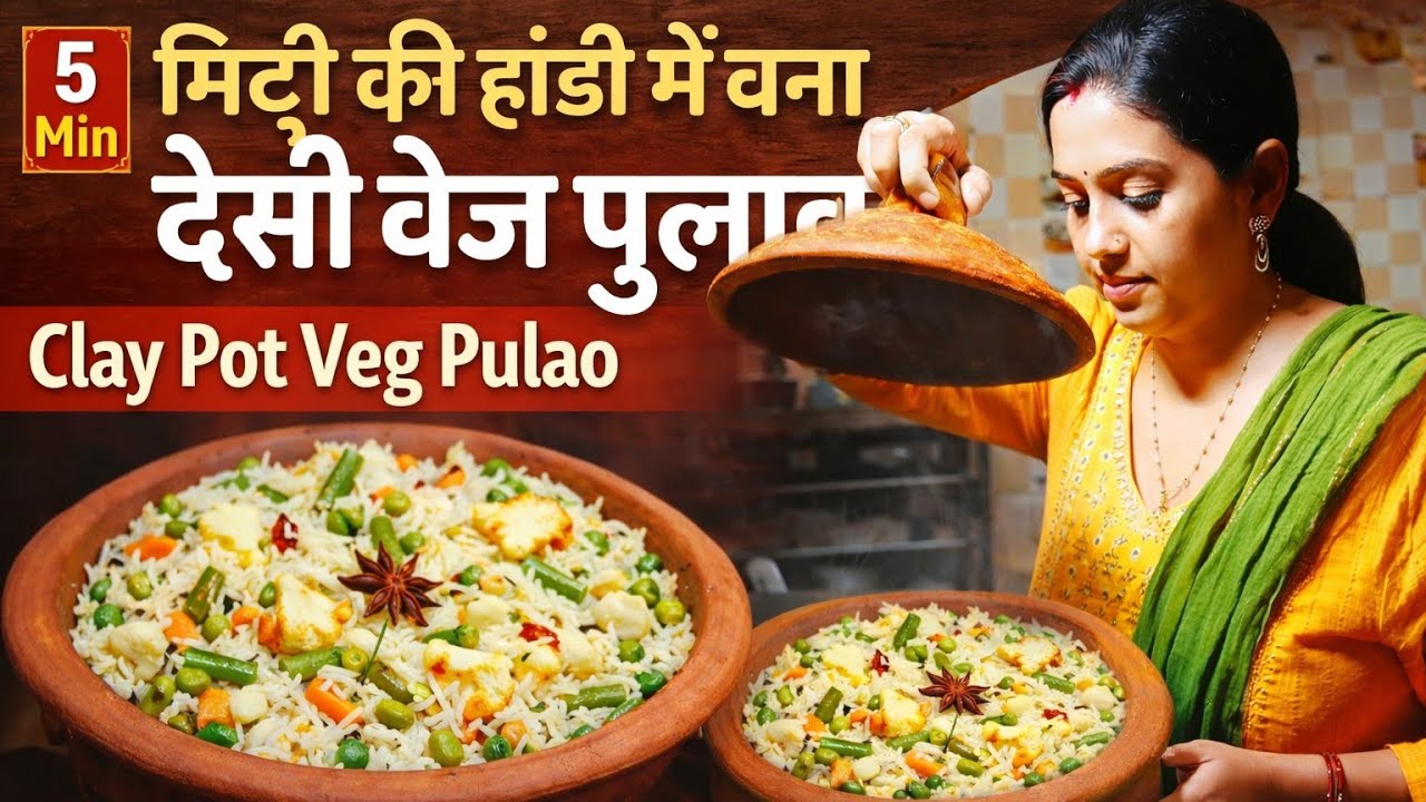मिट्टी की हांडी में बना देसी वेज पुलाव | Clay Pot Veg Pulao Recipe