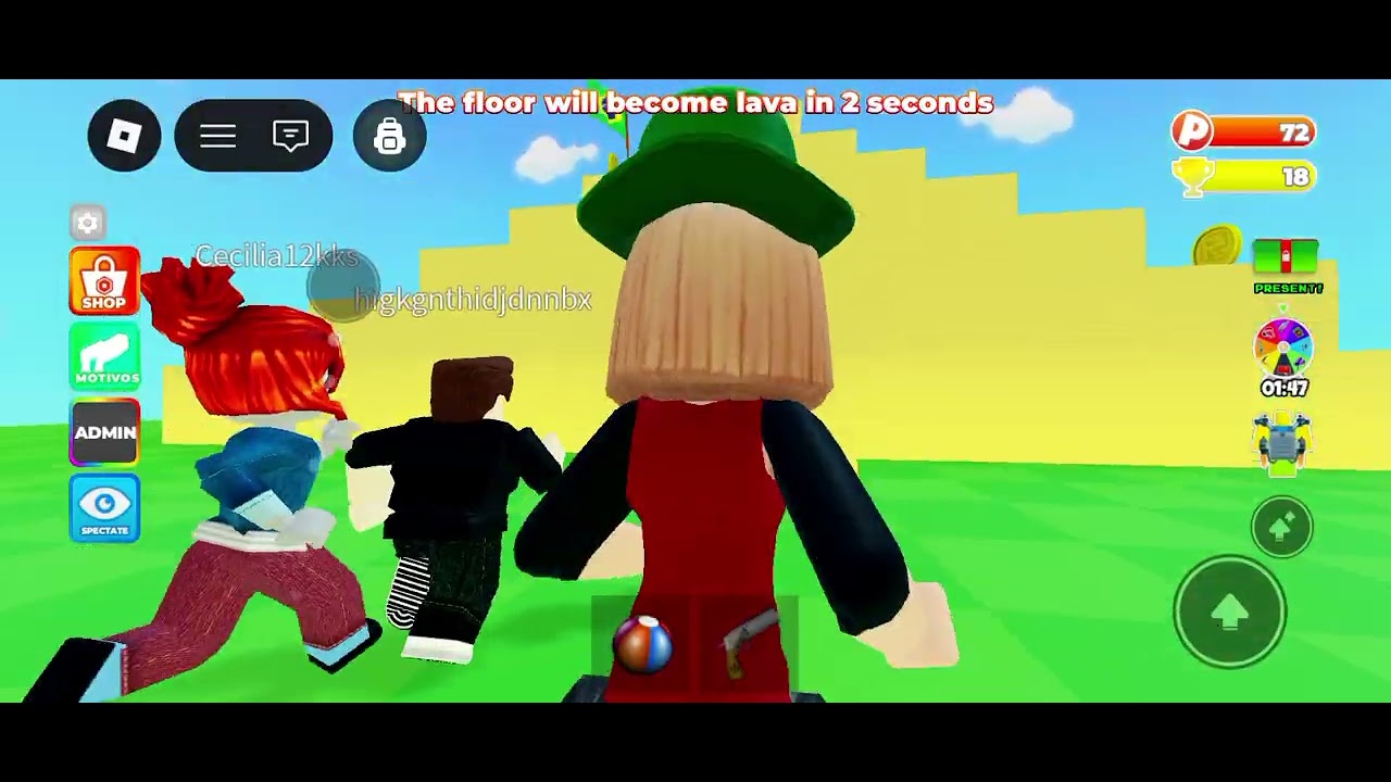 Jogando o desafio do chão e lava no mundo do Roblox 