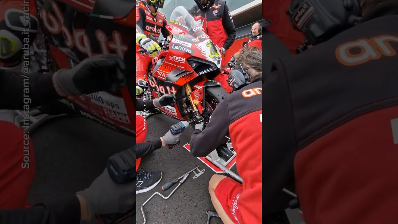 How an Aruba.it Ducati Mechanic Installs Tires on a Ducati Panigale V4 | #wsbk #alvarobautista