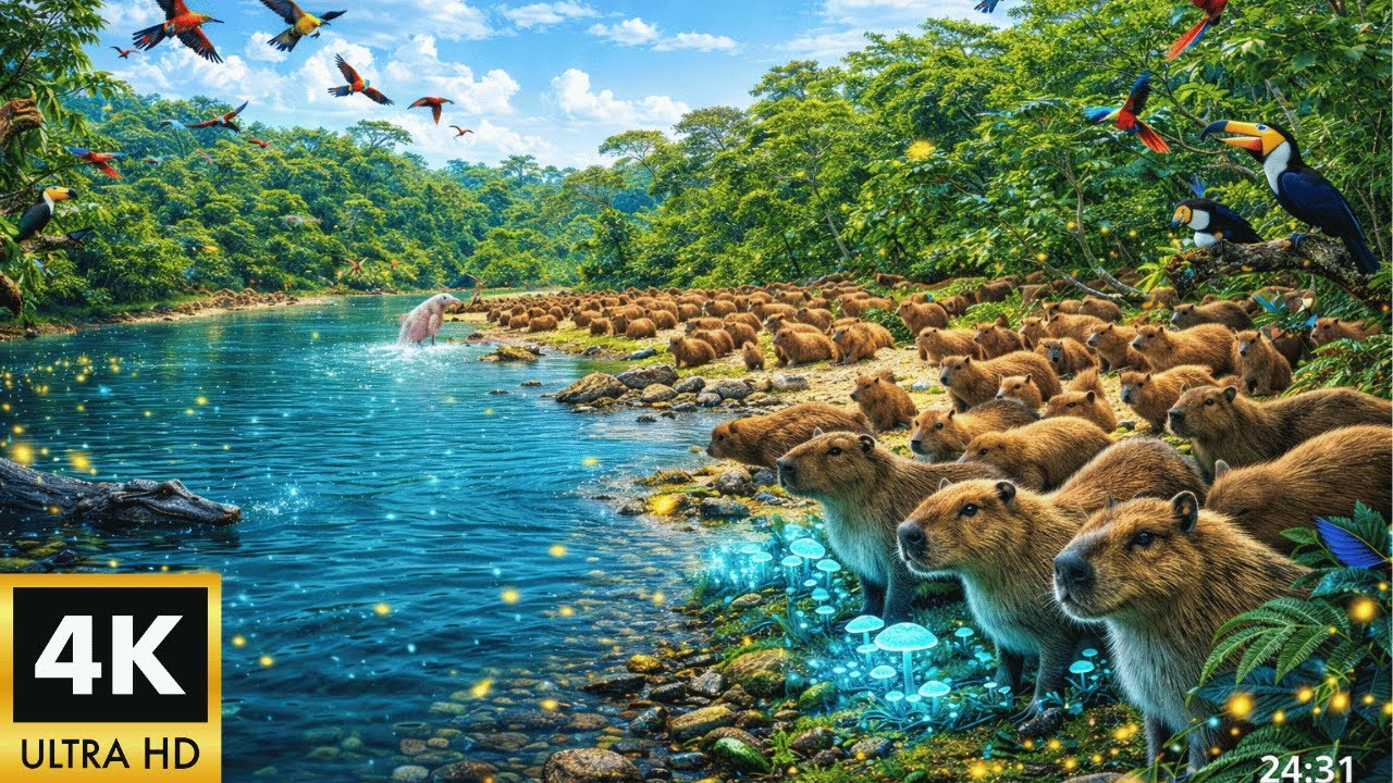 Relaxing Walk in the Amazon: The Pulse of Starlight - Bioluminescent Dreams (8K HDR)