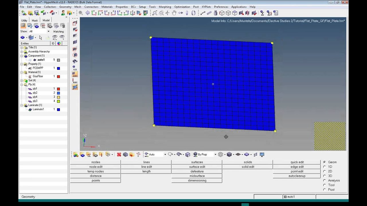 Composite plate Hypermesh