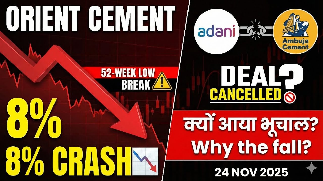 Orient Cement Share Crash! 🔴 क्यों गिरा 8%? | Adani Deal Cancelled?