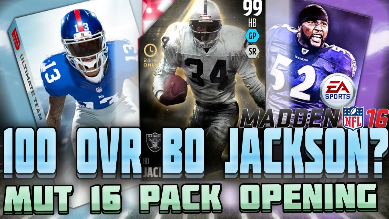 99 OVERALL GOLDEN TICKET BO JACKSON! ONE LAST TRY! MUT 16 PACK OPENING | Madden 16 Ultimate Team