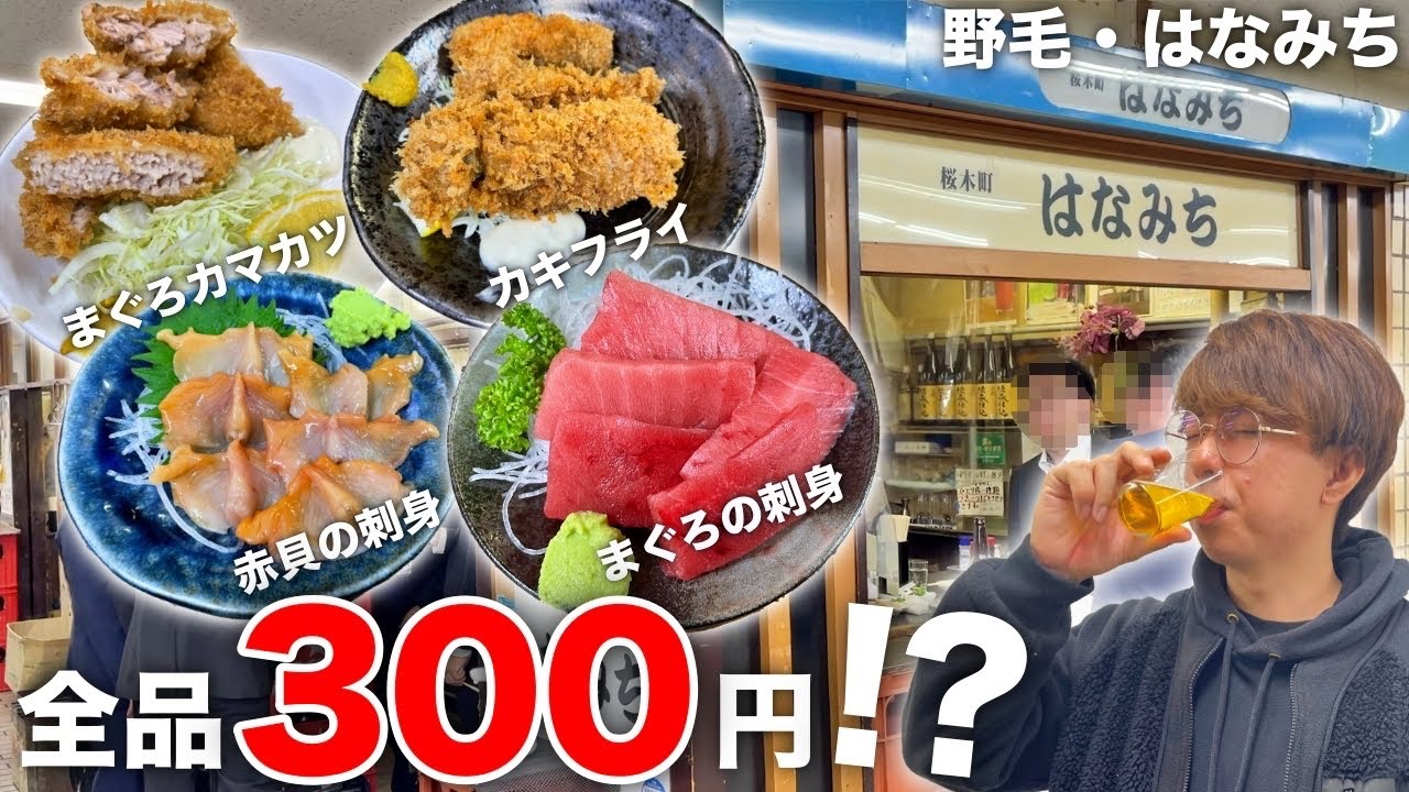 【野毛】マジで旨い海鮮つまみが300円で食べれる人気店で日本酒乾杯！【桜木町ぴおシティ/はなみち】