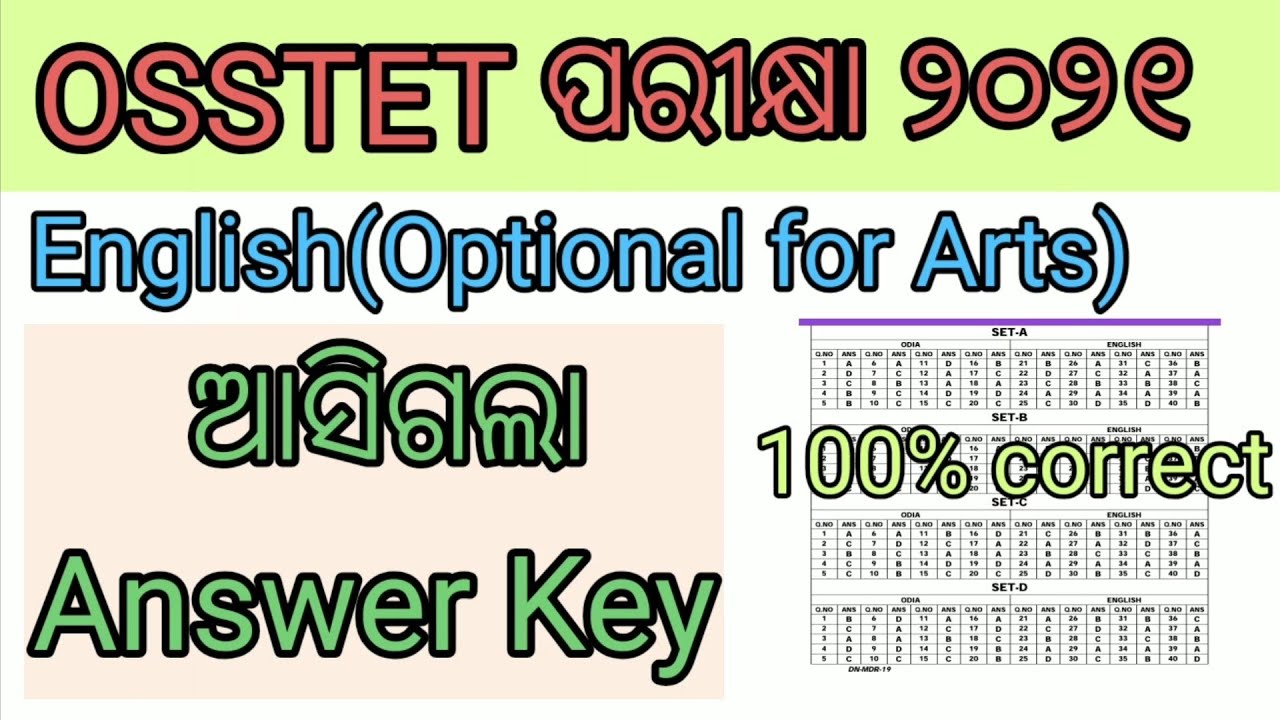 OSSTET Exam 2021 Answer Key || English(Optional) Answer Key of OSSTET 2021 || OSSTET ARTS Answer Key