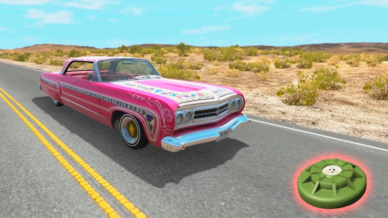 BeamNG Car vs Landmine crash compilation | Slow Motion crashes | Part 1