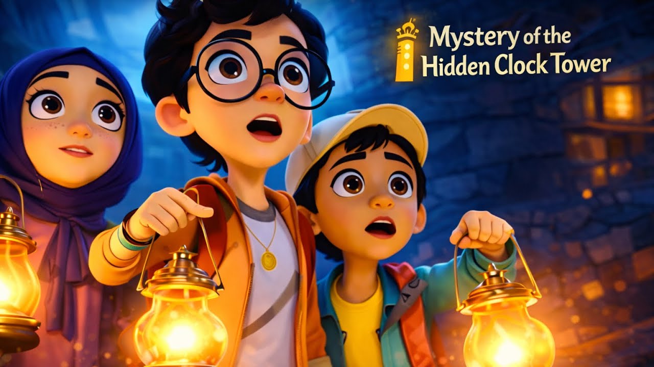 The Mystery of the Hidden Clock Tower🏫😲.#viral  #shorts  #cartoon #storytime  #story#englishstory 