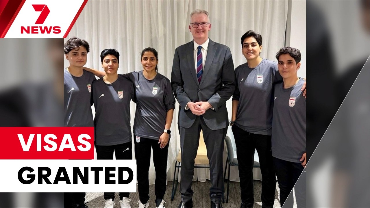 Protests erupt as activists try to block Iran soccer team’s departure from Australia | 7NEWS