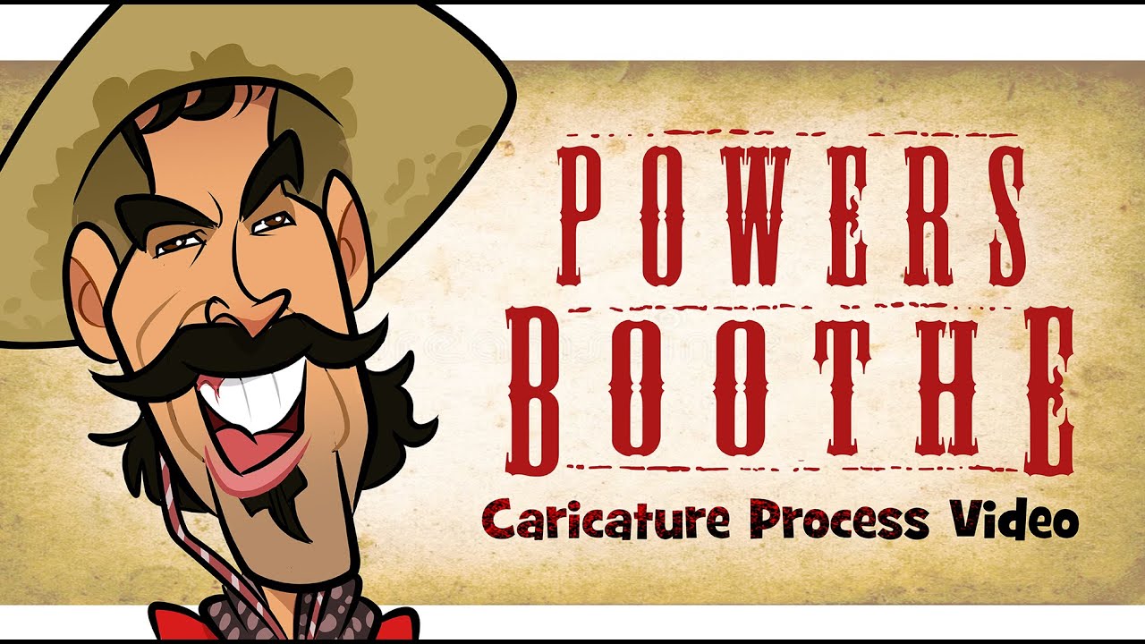 Powers Boothe (Curly Bill from Tombstone) Caricature art drawing process tutorial timelapse