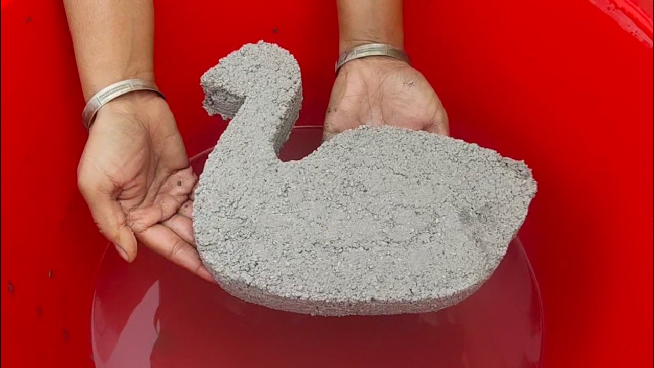 My first Cement Art Beautiful 🐦Sand cement WhiteConcrete Dry /water 💦crumbling||ASASMR || Satisfying