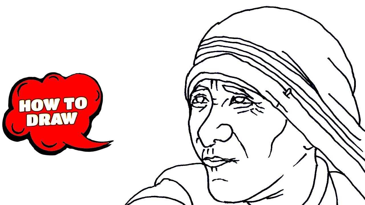 How to Draw Mother Teresa | step by step | Mother Teresa Drawing easy