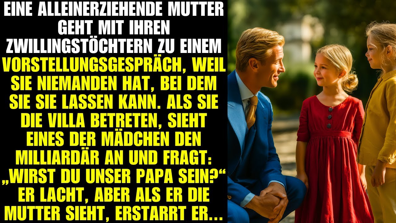Mutter bringt Zwillinge ins Interview; eins fragt Milliardär: „Wirst du unser Papa?“ Er erstarrt.