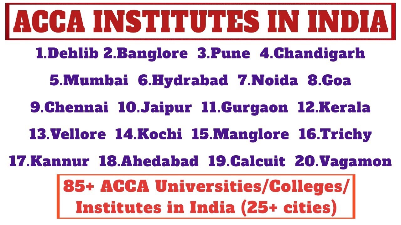 ACCA institutes in India | Acca colleges in India | Acca universities in India