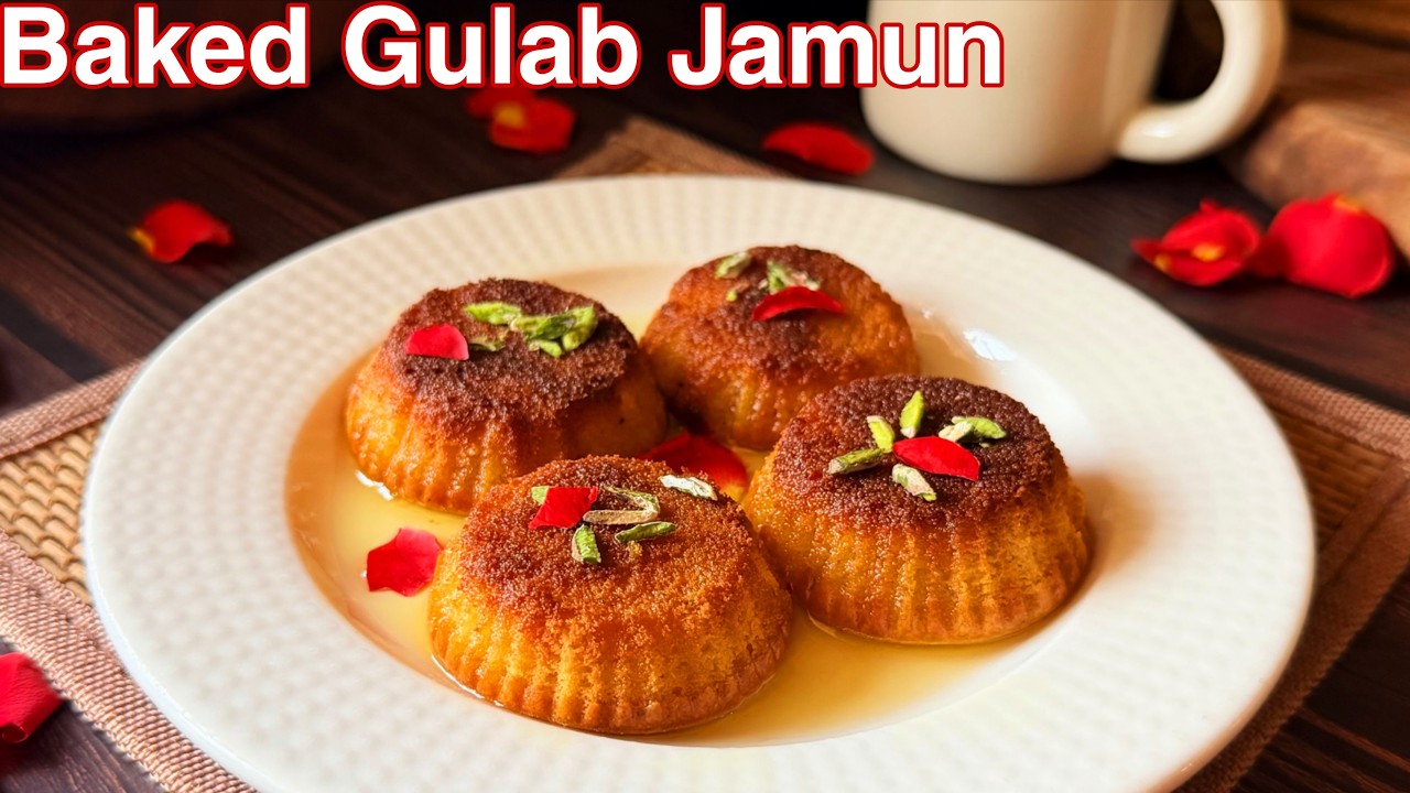 Baked Gulab Jamun | With And Without Oven | Juicy Delicious No Fry Gulab Jamun Recipe | Easy Recipe