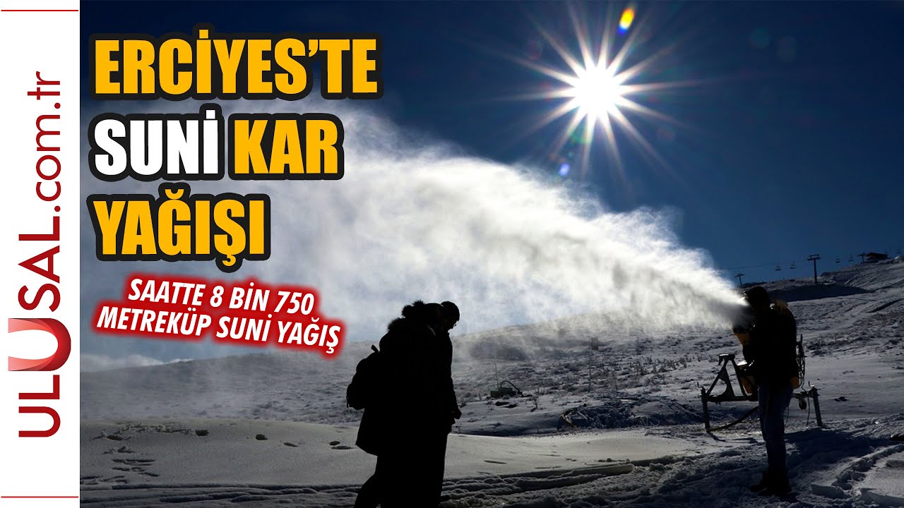 Kayseri Erciyes'te suni kar yağdırıldı
