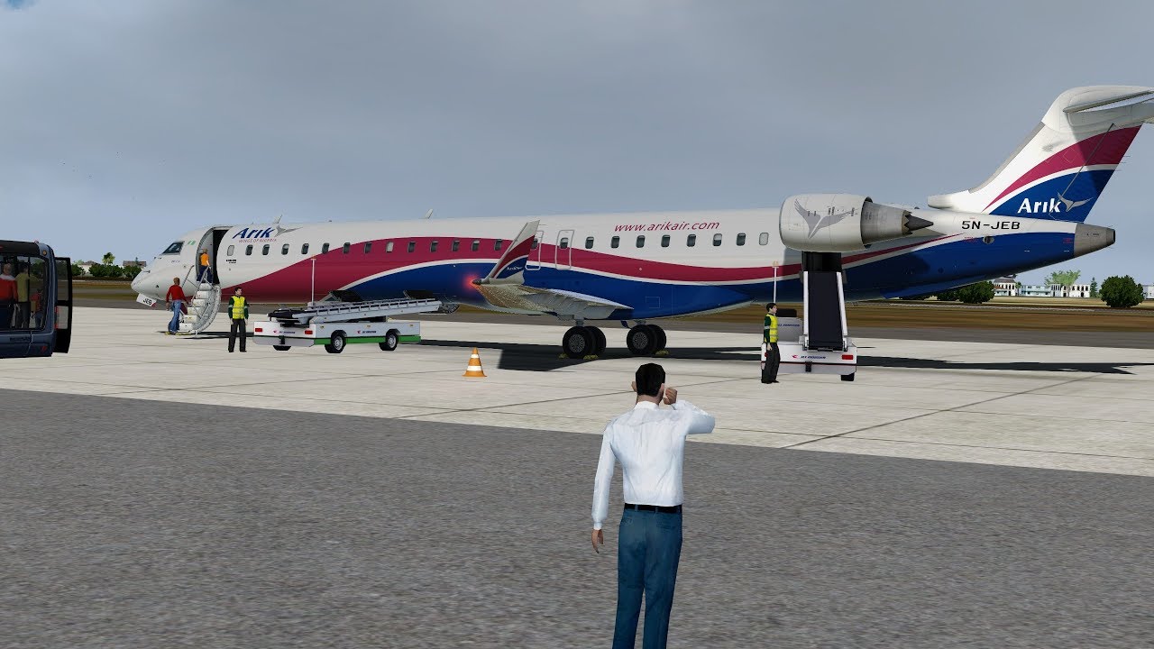 Arik Air CRJ-900 full flight from Ibadan to stormy Calabar