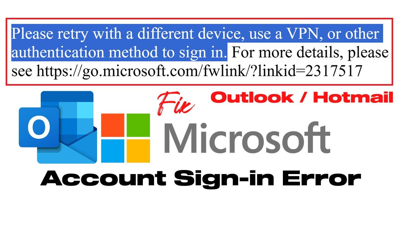 Исправление ошибки входа в учётную запись Microsoft | Повторите попытку с другого устройства или ...