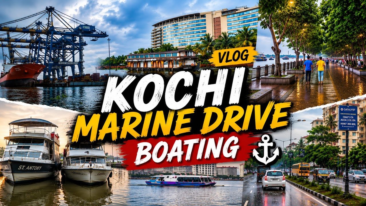 Kochi Marine Drive Boating 🚤 | Complete Vlog | Beautiful Views & Rainy Vibes 🌧️